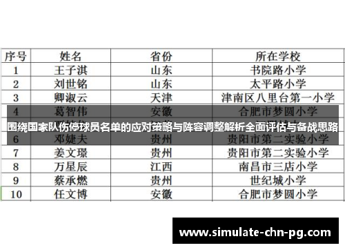 围绕国家队伤停球员名单的应对策略与阵容调整解析全面评估与备战思路